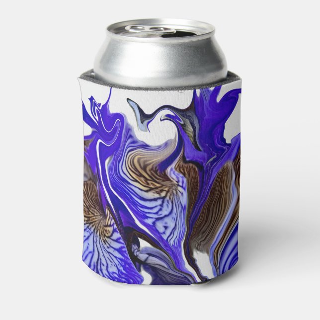 Purple Iris Flower Swirls Can Cooler (Can Back)