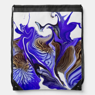 Purple Iris Flower Swirls Drawstring Bag