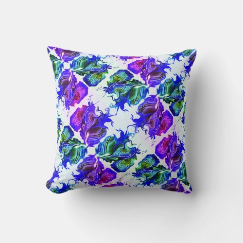 Purple Iris Flower Swirls  Filters  Tiling  Throw Pillow