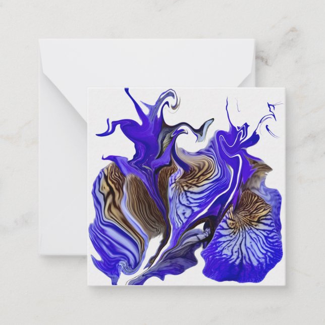 Purple Iris Flower Swirls Flat Note Card (Front)