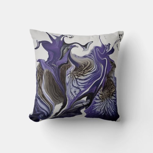 Purple Iris Flower Swirls  Fog  Throw Pillow