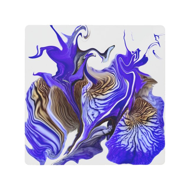 Purple Iris Flower Swirls Metal Print (Front)