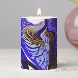 Purple Iris Flower Swirls Pillar Candle