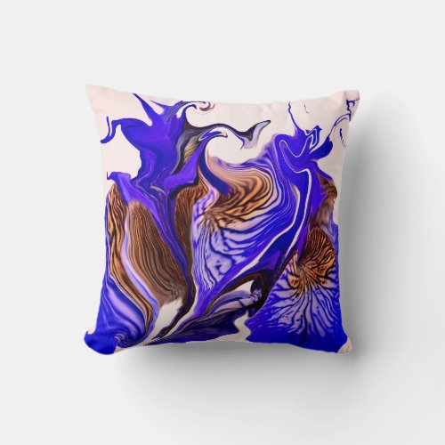Purple Iris Flower Swirls  Sangria  Throw Pillow