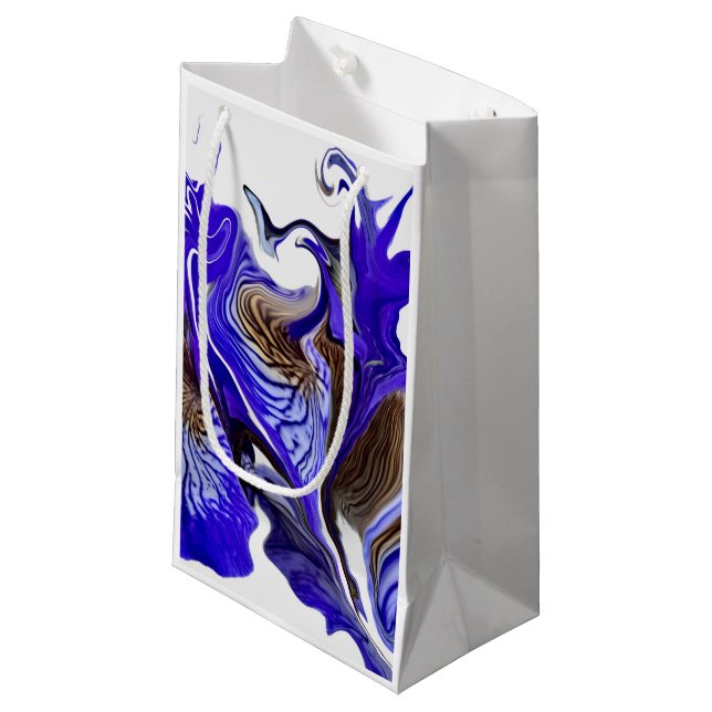 Purple Iris Flower Swirls Small Gift Bag (Front Angled)
