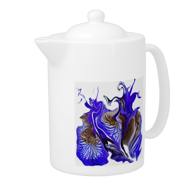 Purple Iris Flower Swirls Teapot (Right)