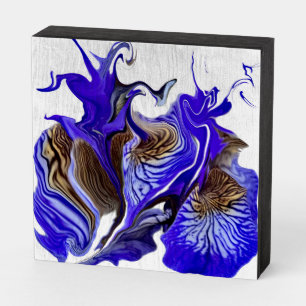 Purple Iris Flower Swirls Wooden Box Sign
