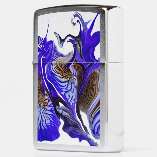 Purple Iris Flower Swirls Zippo Lighter (Left)