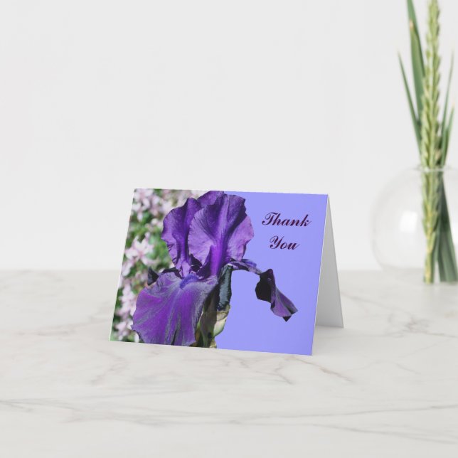 Purple Iris Flower Thank You Card (Front)