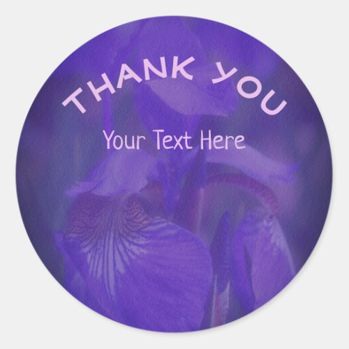 Purple Iris Flower Thank You Personalized Classic Round Sticker