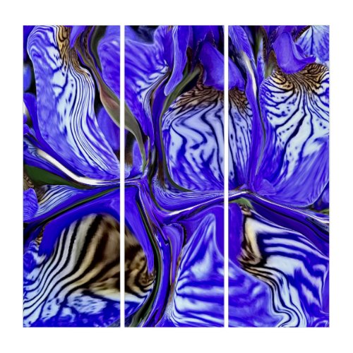 Purple Iris Flower Triptych