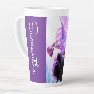 Purple Iris Flower Watercolor Womans Irises Latte Mug