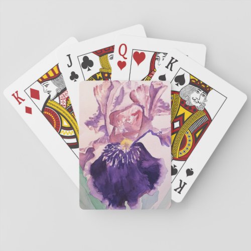 Purple Iris Flower Watercolour Playing Cards Set