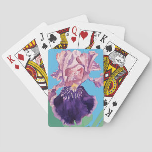 Purple Iris Flower Watercolour Playing Cards Set