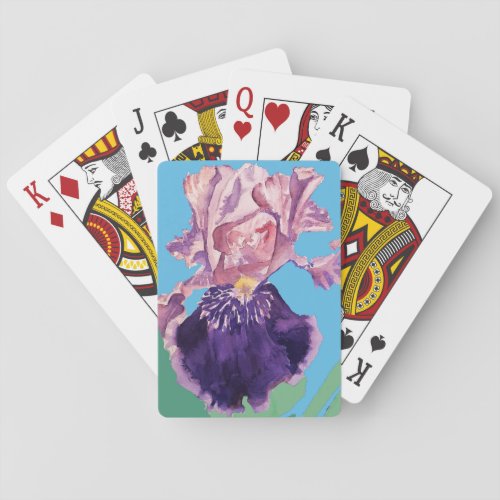 Purple Iris Flower Watercolour Playing Cards Set