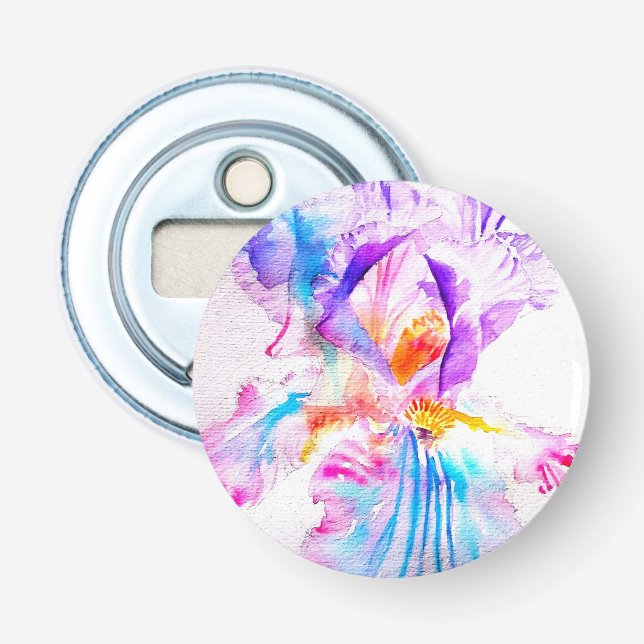 Purple iris Flower Wedding Favour Floral Flower Bottle Opener (Front)