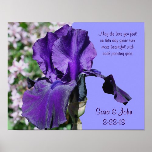 Purple Iris Flower Wedding Or Anniversary Poster