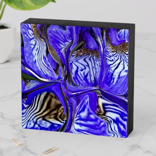 Purple Iris Flower Wooden Box Sign