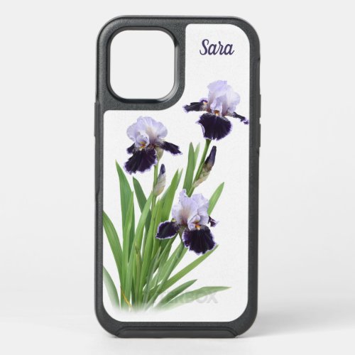 Purple Iris Flowers Botanical Art Personalized OtterBox Symmetry iPhone 12 Case