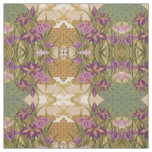 Purple Iris Flowers &amp; Cranes Fabric