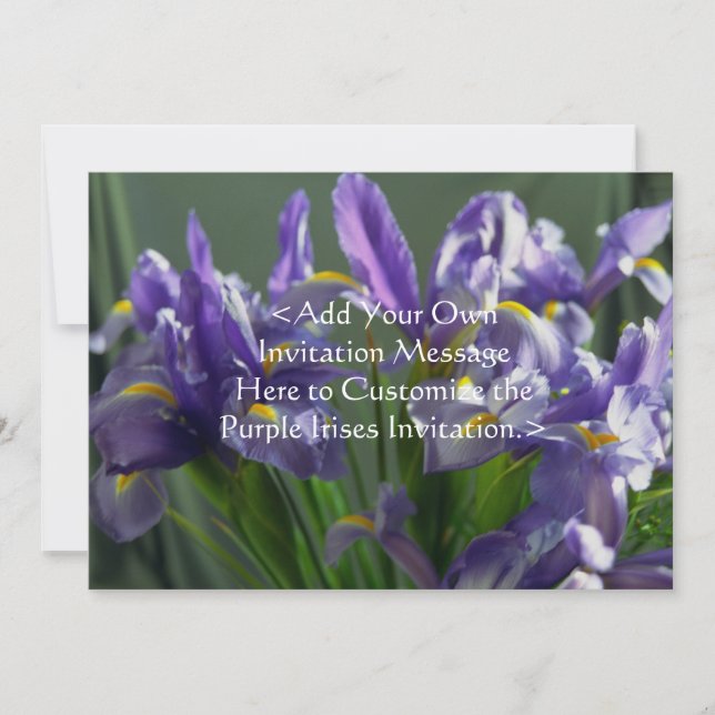 Purple Iris Flowers Custom Garden Invitation (Front)