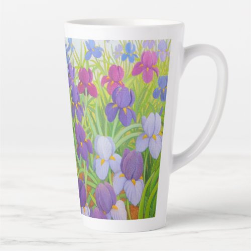 Purple Iris Flowers Fine Art Painting Latte Mug