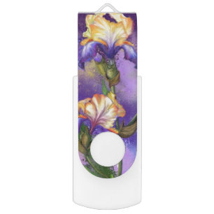 Purple Iris Flowers Flash Drive