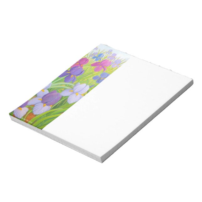 Purple Iris Flowers Floral Art Notepad (Rotated)