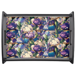 Purple iris Flowers Floral gardening Flower Garden Serving Tray