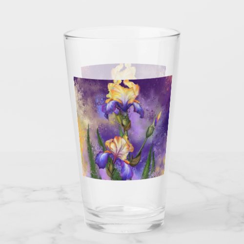 Purple Iris Flowers Glass _ Painting