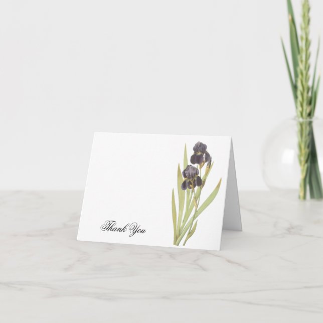 Purple Iris Flowers Letterpress Thank You Card (Front)