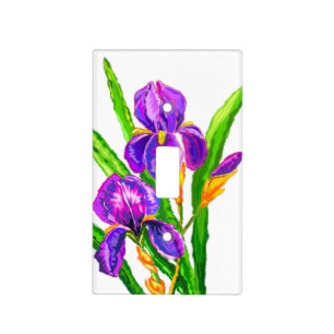 Purple Iris Flowers Light Switch Cover