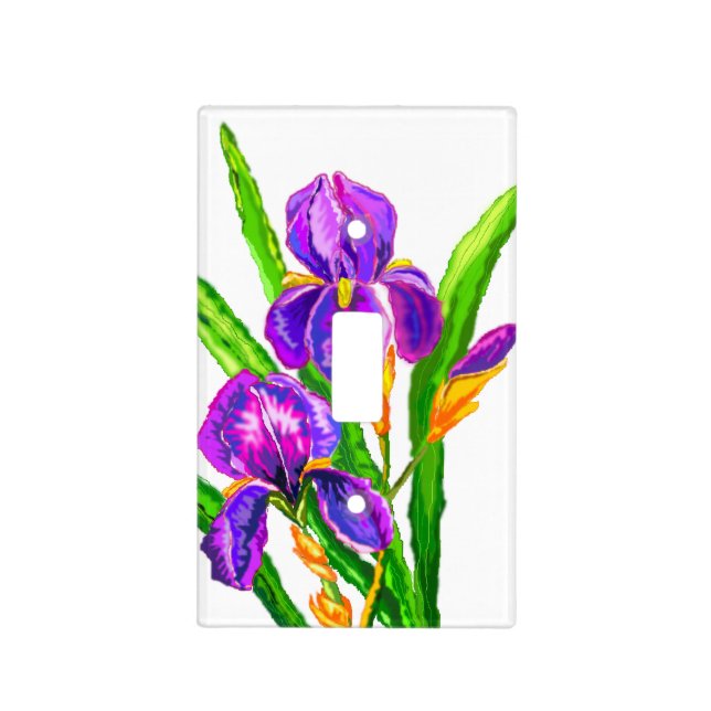 Purple Iris Flowers Light Switch Cover (Front)
