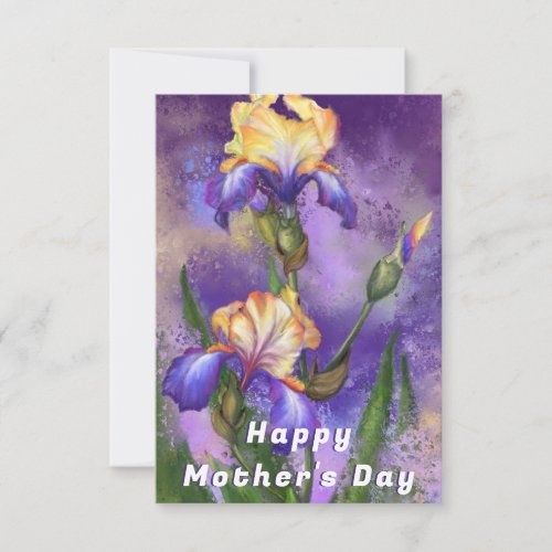 Purple Iris Flowers Mothers Day Card