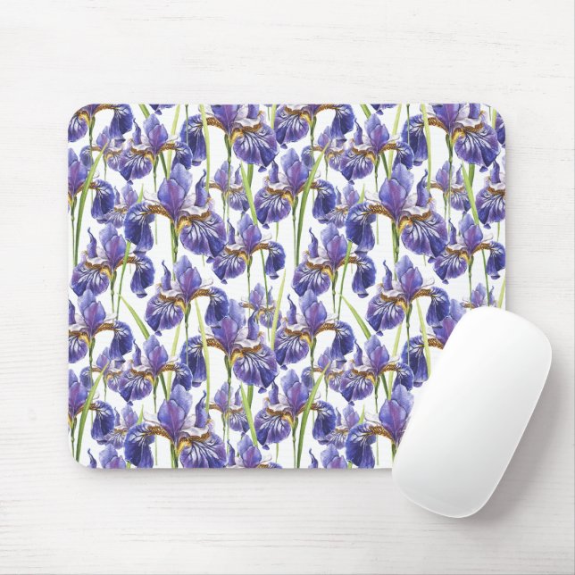 Purple Iris Flowers Mouse Pad (With Mouse)