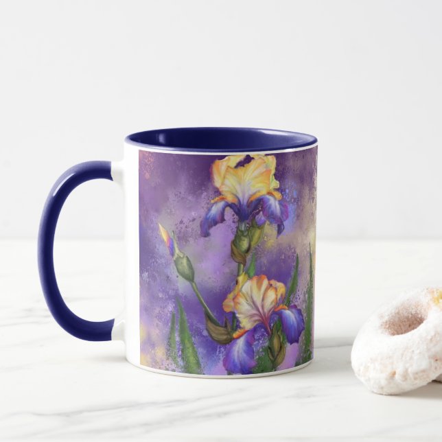 Purple Iris Flowers Mug (With Donut)