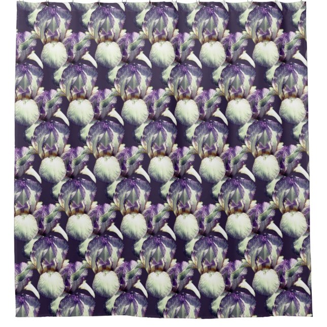 Purple Iris Flowers Nature Pattern    Shower Curtain (Front)
