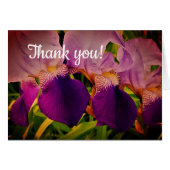 Purple Iris Flowers Photo Thank you card (Front Horizontal)