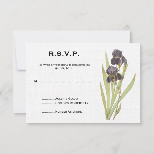 Purple Iris Flowers RSVP Card (Front)