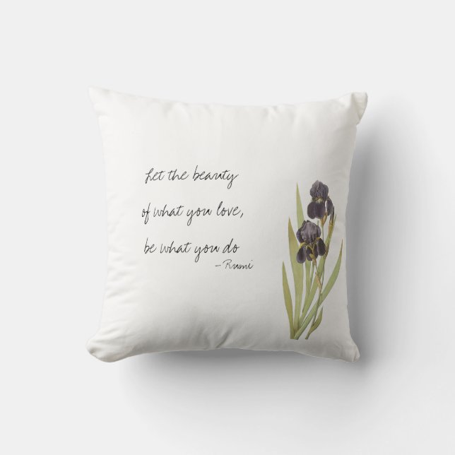 Purple Iris Flowers Throw Pillow (Front)
