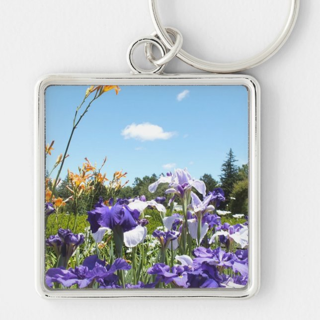 Purple Iris Garden Keychain (Front)
