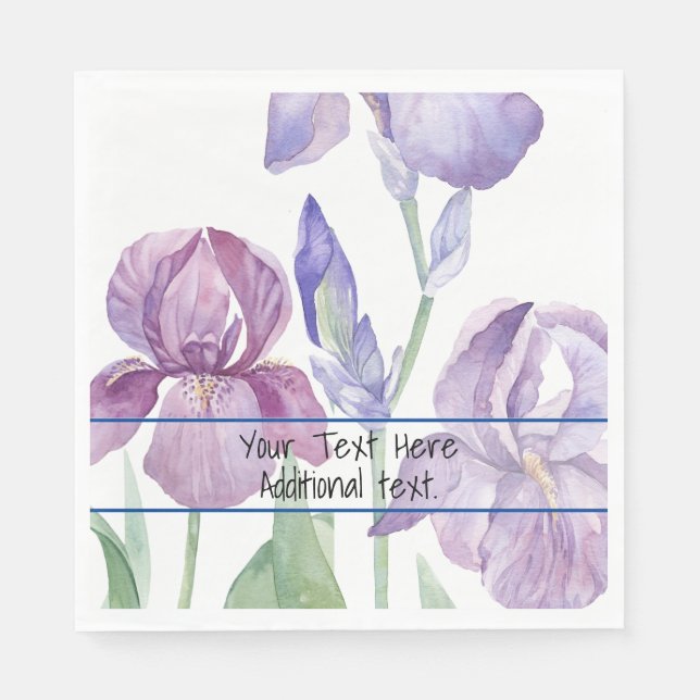 Purple Iris Garden Paper Napkin (Front)