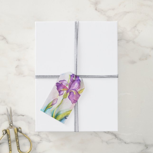 Purple Iris Gift Tag (With Twine)