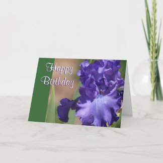Purple Iris Happy Birthday Card