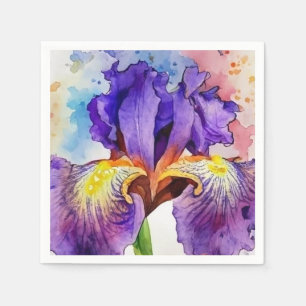 Purple Iris in Watercolor Napkins