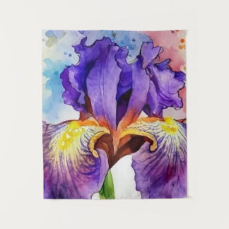Purple Iris in Watercolor Tapestry
