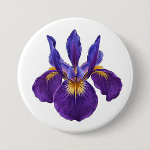 purple iris, iris flower, watercolor flower button