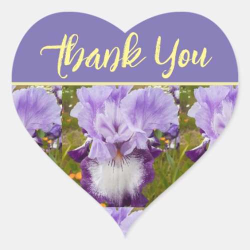 Purple Iris Irises floral flower Art Thank You Heart Sticker