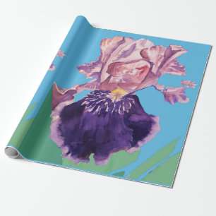 Purple Iris irises flowers Watercolor Wrapping Wra Paper