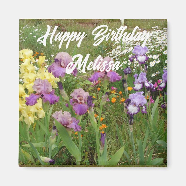 Purple Iris Irises Garden flower floral Birthday Magnet (Front)
